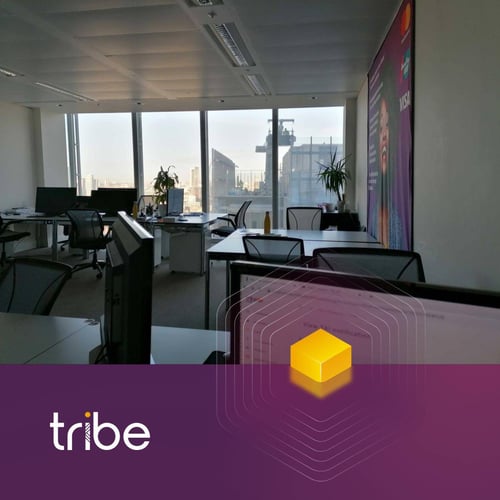 Tribe in the early days, an almost empty office